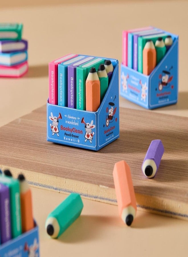 Parshya Eraser for Kids Mini Pencil or Book Shape Erasers Set for Kids, Kawaii Eraser Set Cute Rubber for Kid Students School Office Stationery Pack of 4 Book 3 Pencil Eraser (Book and Pencil Eraser) - Image 4